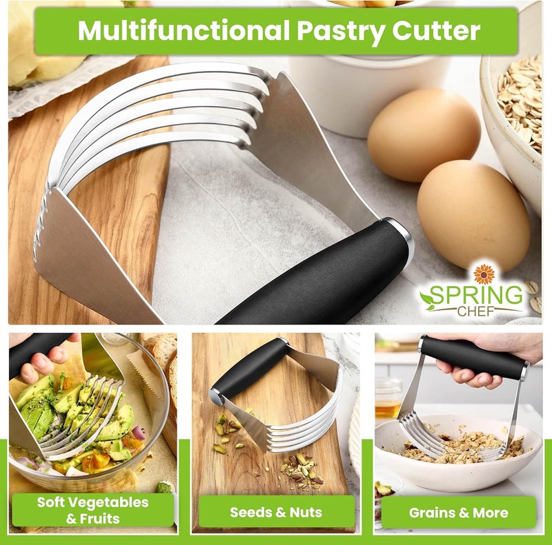 Spring Chef XL Stainless Steel Pastry Cutter Tool for Baking - Heavy Duty Dough Blender - Butter & Dough Cutter Tool with Sharp Blades - Pastry Blender for Easy Mixing - Dishwasher Safe - Black - Image 5