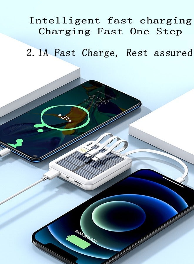 راكسوم باور بانك شمسي جديد بقدرة 20000 مللي أمبير في الساعة وكابلات مدمجة 4 في 1 شاحن بالطاقة الشمسية - Image 3