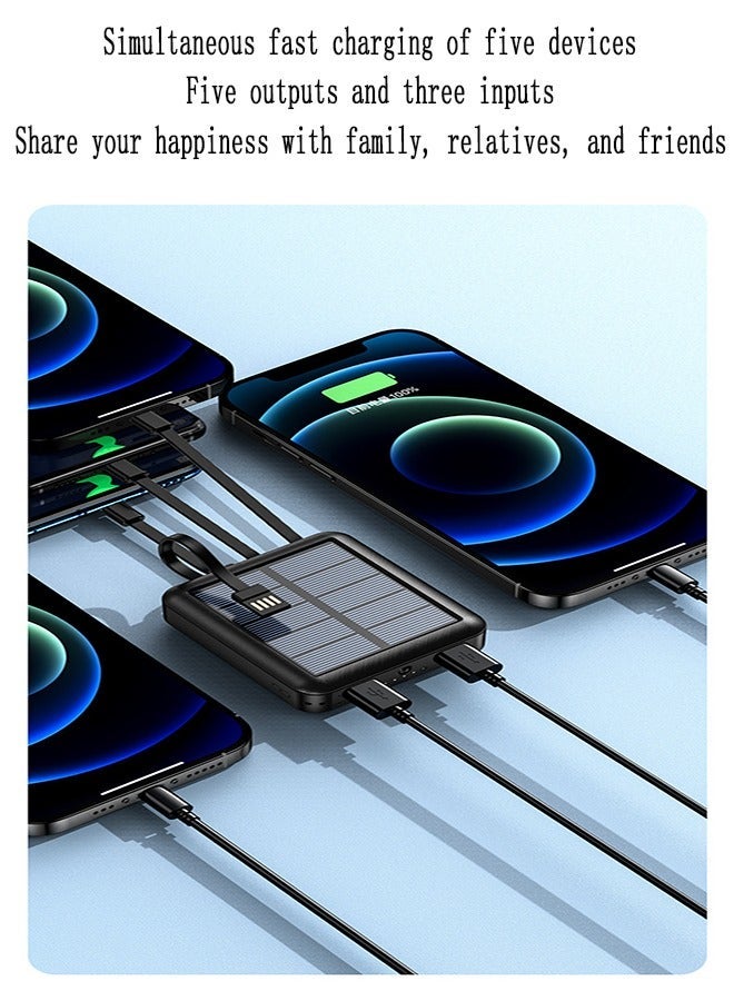 راكسوم باور بانك شمسي جديد بقدرة 20000 مللي أمبير في الساعة وكابلات مدمجة 4 في 1 شاحن بالطاقة الشمسية - Image 4