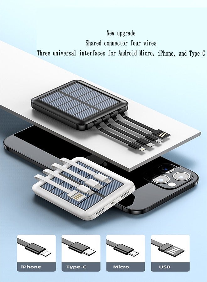 راكسوم باور بانك شمسي جديد بقدرة 20000 مللي أمبير في الساعة وكابلات مدمجة 4 في 1 شاحن بالطاقة الشمسية - Image 2