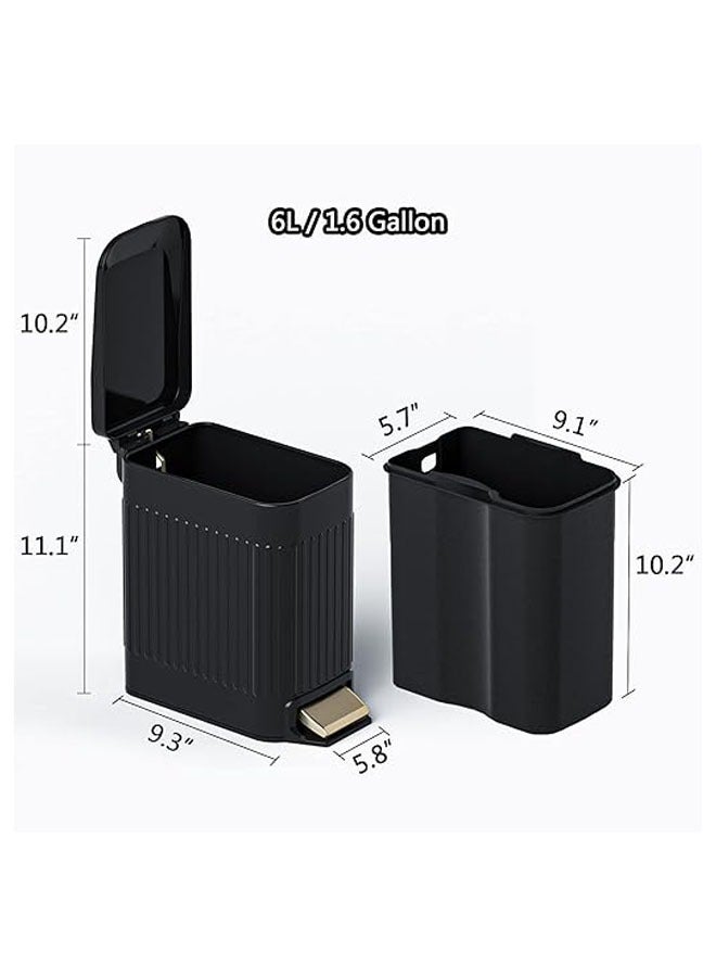 Arabest 6L Slim Step-On Trash Can with Soft-Close Lid - Narrow Rectangular Metal Pedal Garbage Bin for Bathroom, Office, or Bedroom, Space-Saving Black Design  - Image 5