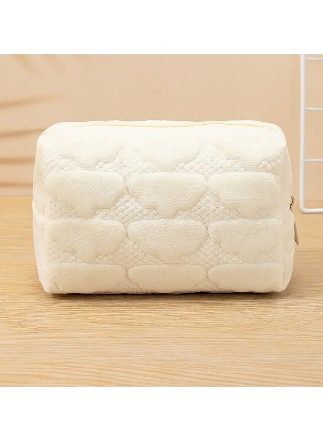 أوريتي 1 قطعة سحابة نمط حقيبة ماكياج ناعمة ومحمولة هدية مثالية للنساء البيج - Image 2