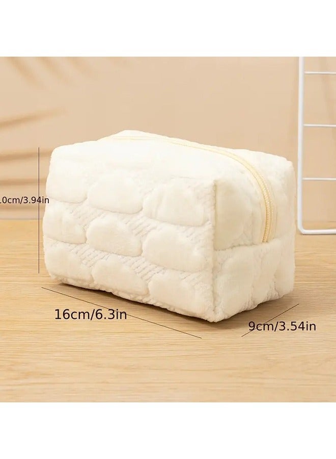 أوريتي 1 قطعة سحابة نمط حقيبة ماكياج ناعمة ومحمولة هدية مثالية للنساء البيج - Image 3