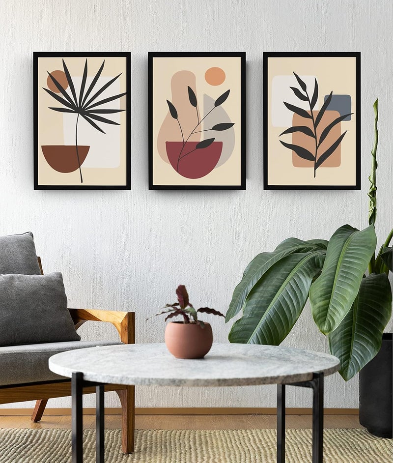 AD INFINITUM Paper Framed Asthetic Boho Wall Art Decor Modern Art Paintings For Home Set Of 3 Boho_Design3 30 X 45 Cm 12 X 18 Inches Each - Image 3