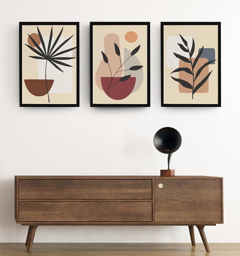 AD INFINITUM Paper Framed Asthetic Boho Wall Art Decor Modern Art Paintings For Home Set Of 3 Boho_Design3 30 X 45 Cm 12 X 18 Inches Each - Image 1