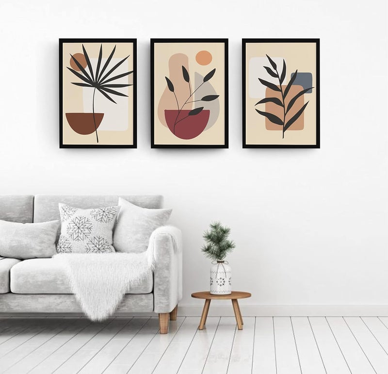 AD INFINITUM Paper Framed Asthetic Boho Wall Art Decor Modern Art Paintings For Home Set Of 3 Boho_Design3 30 X 45 Cm 12 X 18 Inches Each - Image 2