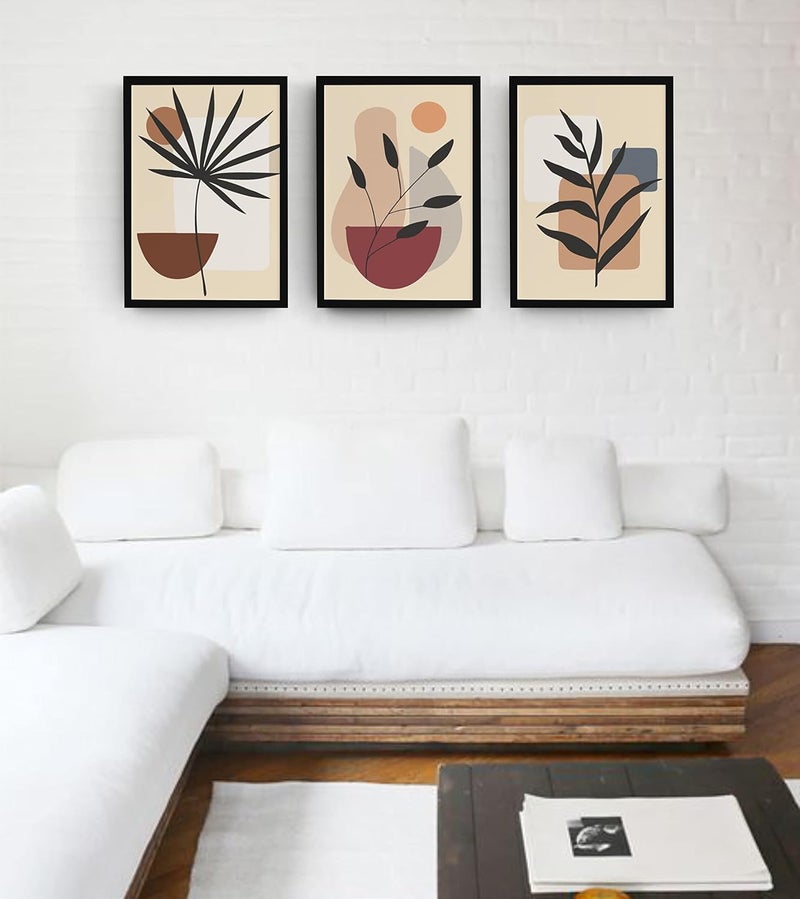 AD INFINITUM Paper Framed Asthetic Boho Wall Art Decor Modern Art Paintings For Home Set Of 3 Boho_Design3 30 X 45 Cm 12 X 18 Inches Each - Image 4