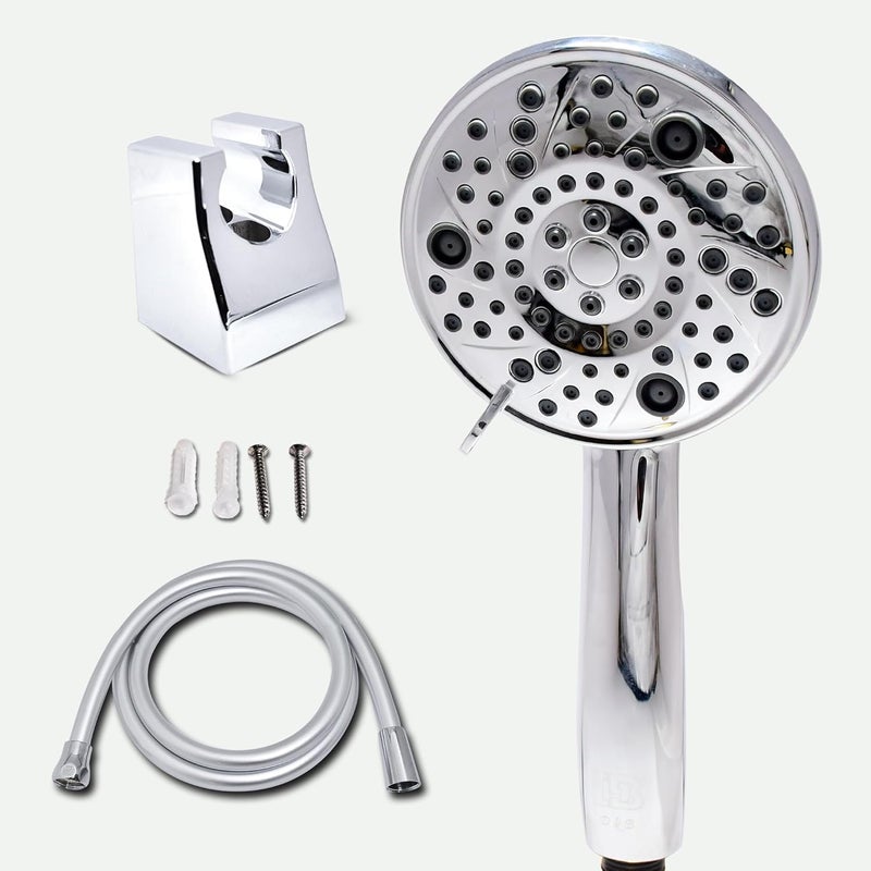 PLATINEX DB BATHWARE INDIA PRIVATE LIMITED DB Bathware Twisty 8 Gear Multi Funtional Hand Shower Set Shower Head with 15m Hose Pipe And Wall Holder Premium Bathroom Shower for Ultimate Comfort ABS Chrome Mist Shower - Image 1