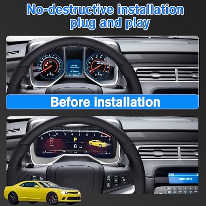ريحني لوحة عدادات رقمية بديلة مقاس 123 بوصة لسيارة كامارو لينكس موديلات 2010 و2011 و2012 و2013 و2014 و2015 مزودة بشاشة عرض رقمية وعداد سرعة - Image 4