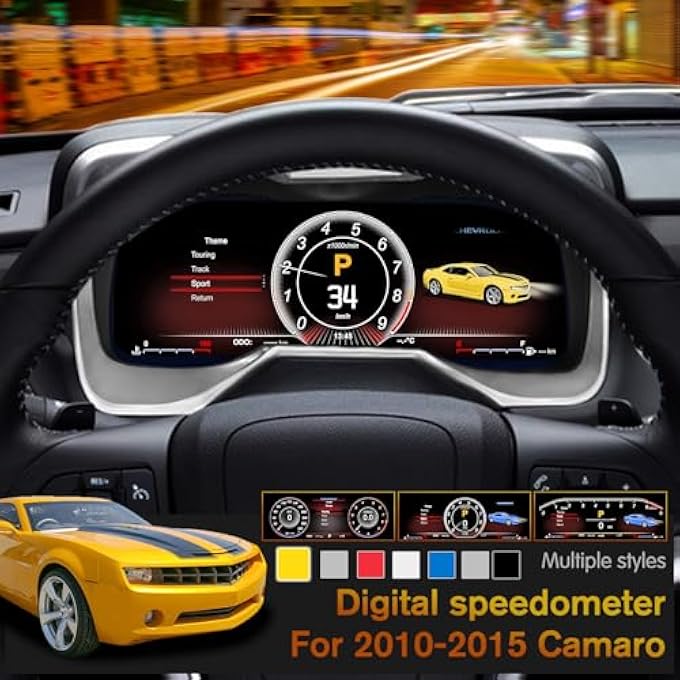 ريحني لوحة عدادات رقمية بديلة مقاس 123 بوصة لسيارة كامارو لينكس موديلات 2010 و2011 و2012 و2013 و2014 و2015 مزودة بشاشة عرض رقمية وعداد سرعة - Image 3