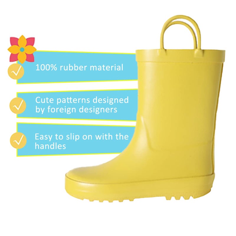 Hbxooxts Toddler Rain Boots, Kids Girls and Boys Rain Boots Premium Natural Rubber Rain Boots with Easy-on Handlesï¼ˆ6-Toddlerï¼‰ - Image 4