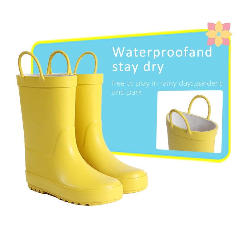 Hbxooxts Toddler Rain Boots, Kids Girls and Boys Rain Boots Premium Natural Rubber Rain Boots with Easy-on Handlesï¼ˆ6-Toddlerï¼‰ - Image 3