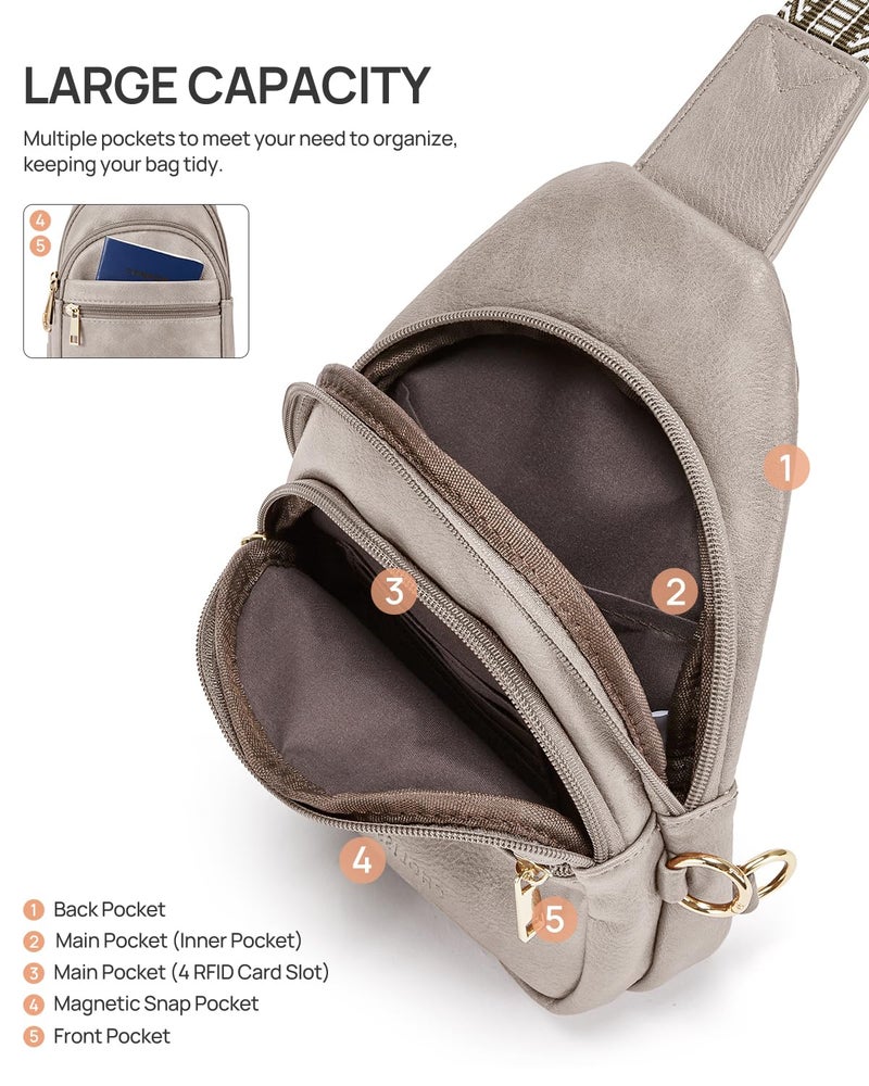 CHOLISS Anti Theft Small Sling Bag for Women and Men RFID Leather Crossbody Bags Fanny Pack Chest Bag Travel Purse Daypacks - Image 4