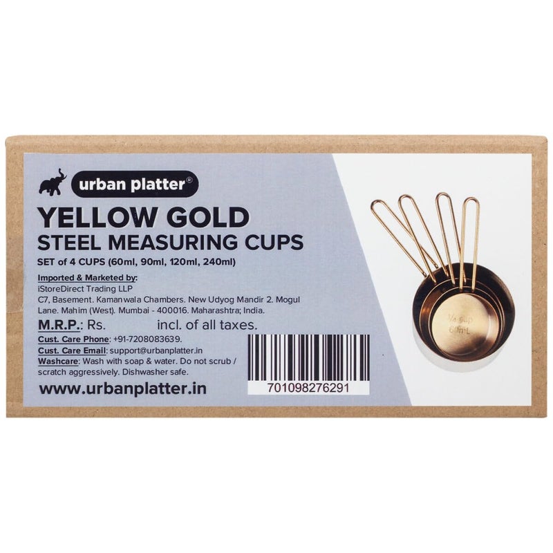 Urban Platter Urban Platter Yellow Gold Steel Measuring Cups Set of 4 Cups 60ml 80ml 125ml 250ml  - Image 1