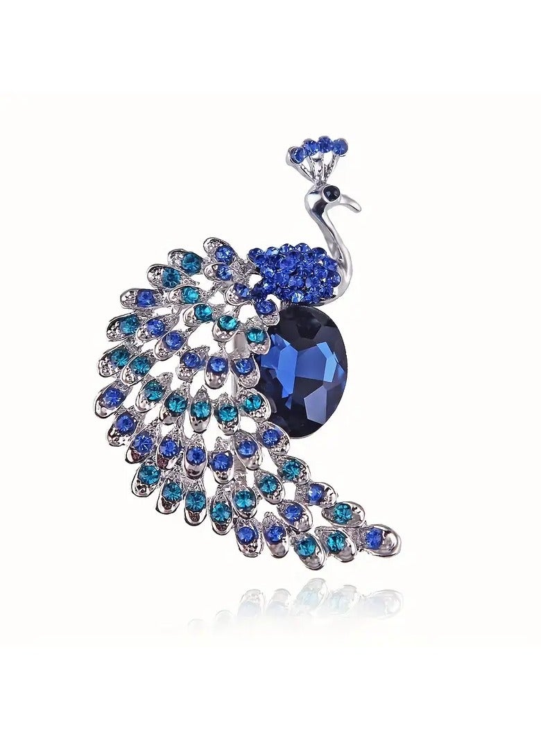 Goolsky Elegant Ladies' Rhinestone-Encrusted Peacock-Shaped Brooch, Fashionable Alloy Party Accessory, Versatile for All Seasons, Ideal for Gift-Giving and Party Occasions  - Image 1