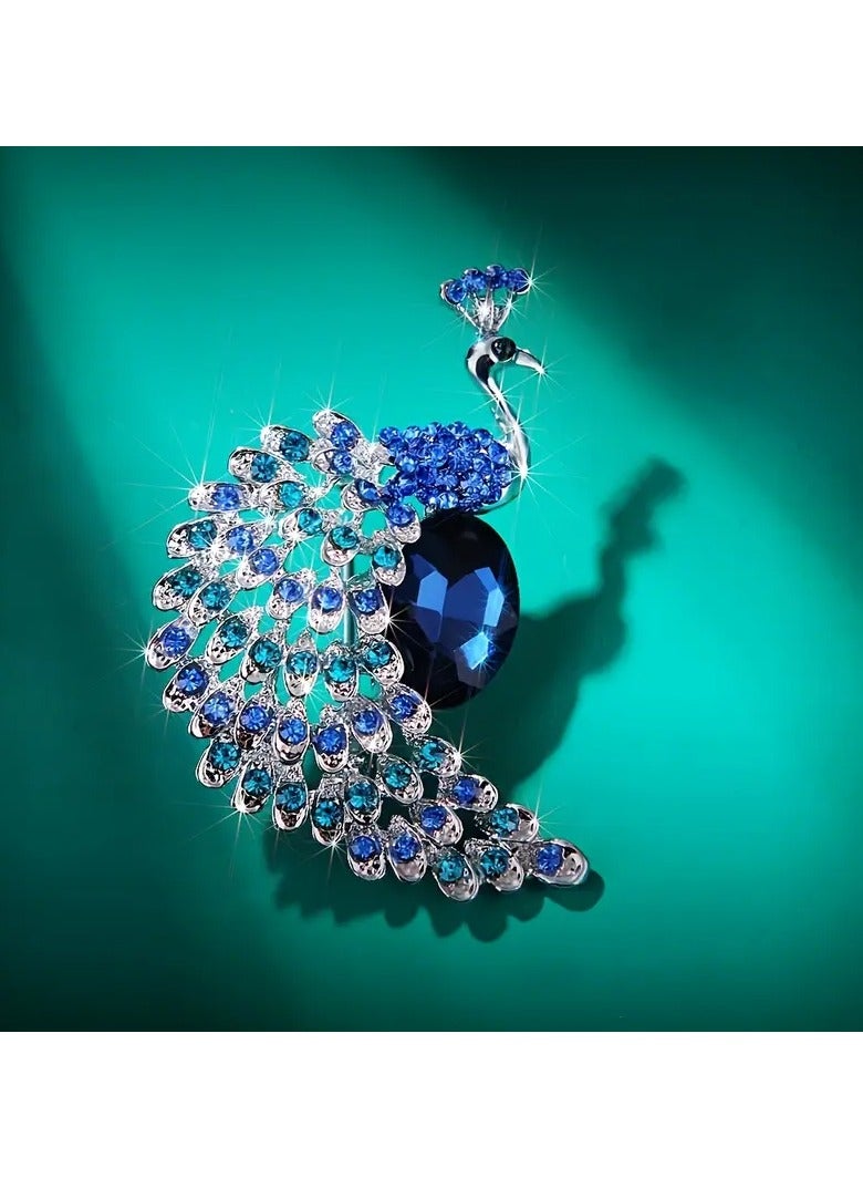 Goolsky Elegant Ladies' Rhinestone-Encrusted Peacock-Shaped Brooch, Fashionable Alloy Party Accessory, Versatile for All Seasons, Ideal for Gift-Giving and Party Occasions  - Image 3