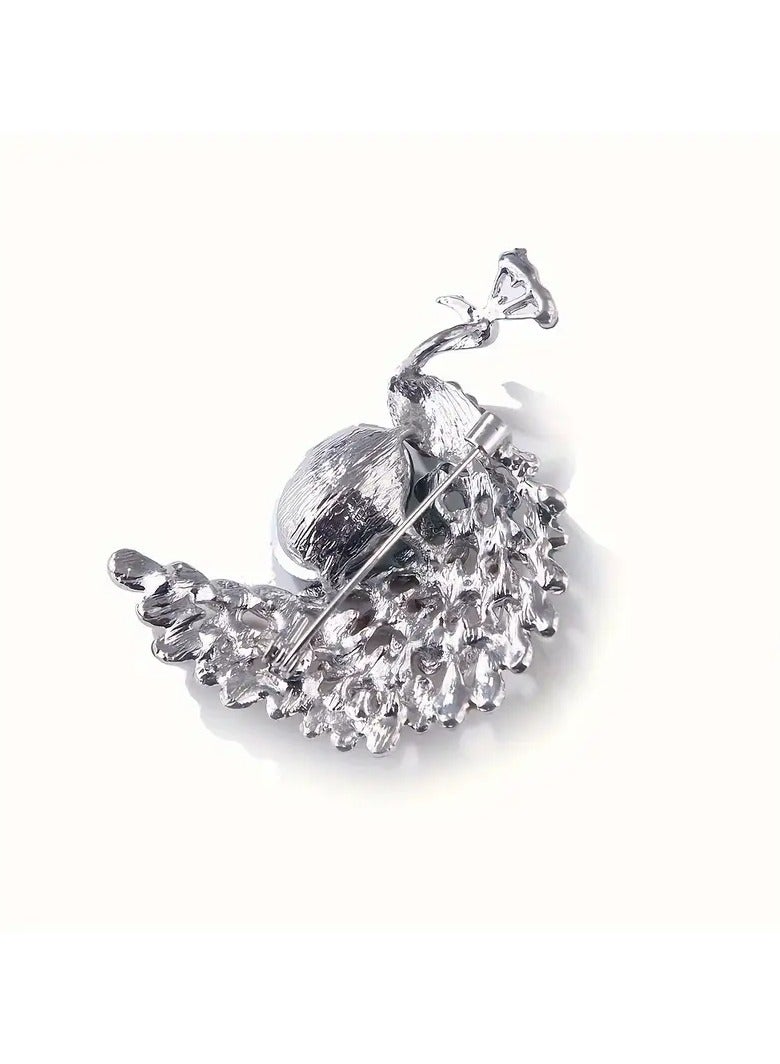 Goolsky Elegant Ladies' Rhinestone-Encrusted Peacock-Shaped Brooch, Fashionable Alloy Party Accessory, Versatile for All Seasons, Ideal for Gift-Giving and Party Occasions  - Image 4