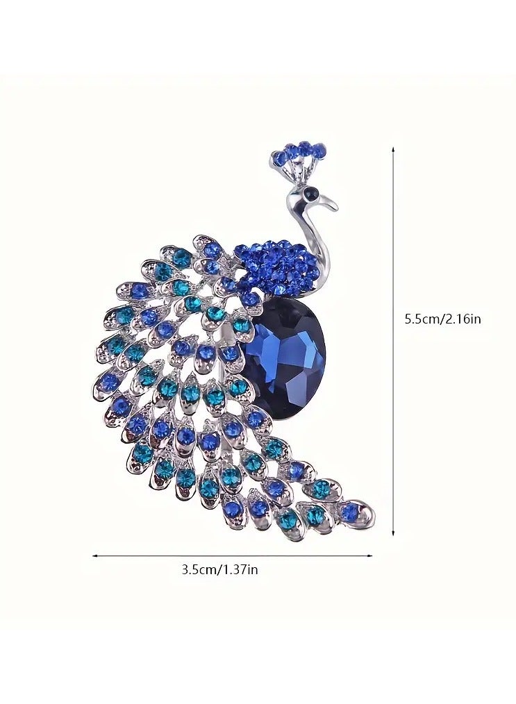 Goolsky Elegant Ladies' Rhinestone-Encrusted Peacock-Shaped Brooch, Fashionable Alloy Party Accessory, Versatile for All Seasons, Ideal for Gift-Giving and Party Occasions  - Image 5