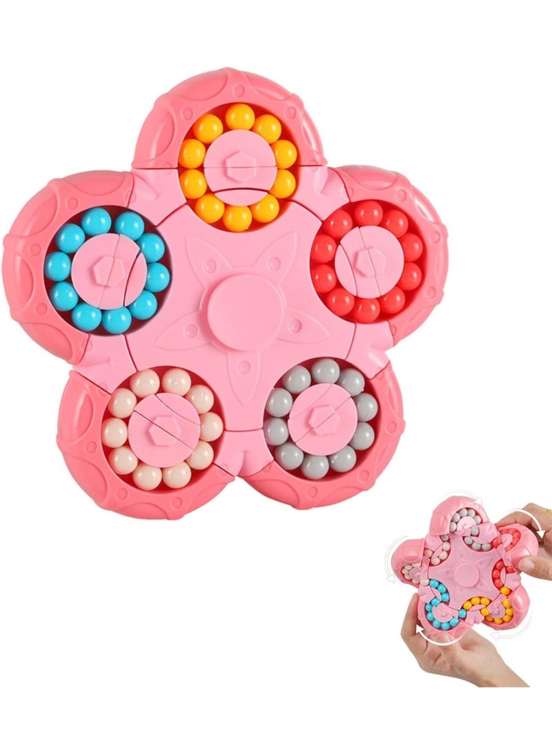 Pink Magic Bean Puzzle Toy, 2-in-1 Rotating Cube, suitable for children aged 3, 5-7, 8-12, teens, and adults. - Image 4