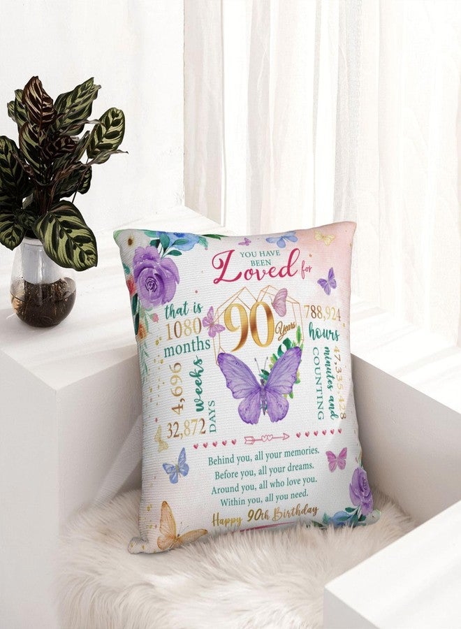 Skizbcw 90th Birthday Gifts for Women, 90th Birthday Decorations for Women, Gift for 90 Year Old Woman, 90 Year Old Birthday Gift for Woman, 90 Party Favors Throw Pillow Covers 18 x 18 Inch - Image 2