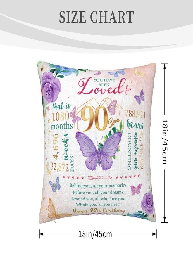 Skizbcw 90th Birthday Gifts for Women, 90th Birthday Decorations for Women, Gift for 90 Year Old Woman, 90 Year Old Birthday Gift for Woman, 90 Party Favors Throw Pillow Covers 18 x 18 Inch - Image 5