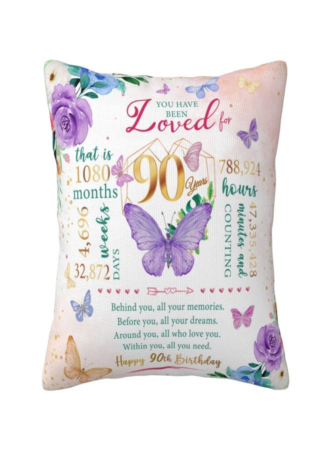 Skizbcw 90th Birthday Gifts for Women, 90th Birthday Decorations for Women, Gift for 90 Year Old Woman, 90 Year Old Birthday Gift for Woman, 90 Party Favors Throw Pillow Covers 18 x 18 Inch - Image 1