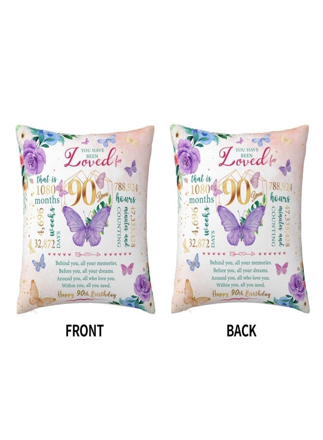 Skizbcw 90th Birthday Gifts for Women, 90th Birthday Decorations for Women, Gift for 90 Year Old Woman, 90 Year Old Birthday Gift for Woman, 90 Party Favors Throw Pillow Covers 18 x 18 Inch - Image 4