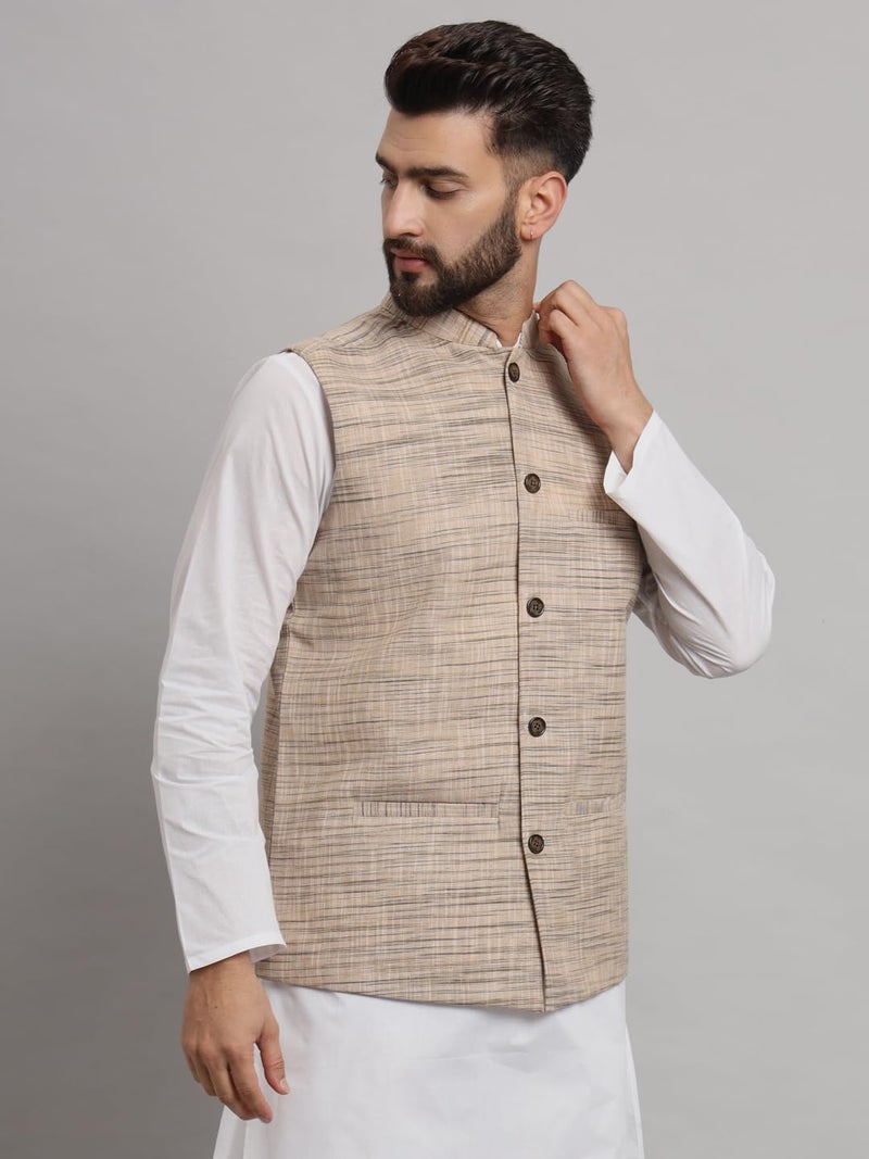 LATEST CHIKAN Men's Traditional Cotton Solid Nehru Jacket/Waistcoat -SADRI-NK-BG-46 - Image 4