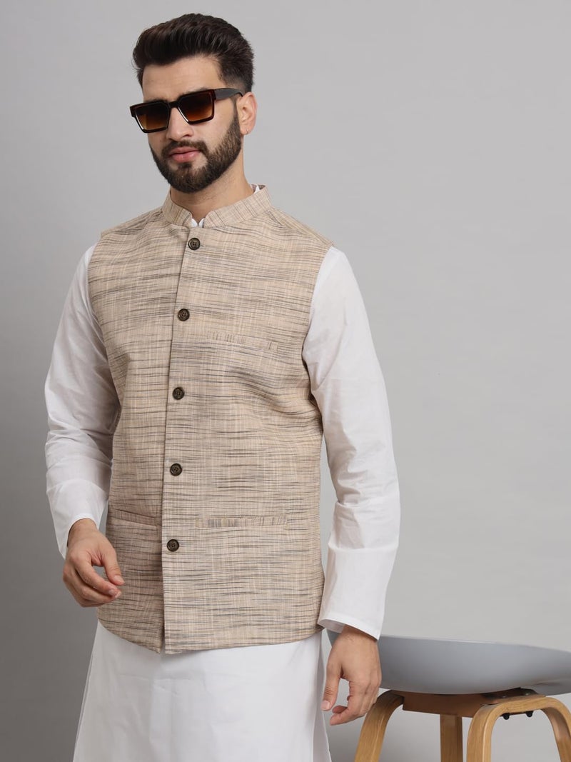 LATEST CHIKAN Men's Traditional Cotton Solid Nehru Jacket/Waistcoat -SADRI-NK-BG-46 - Image 2