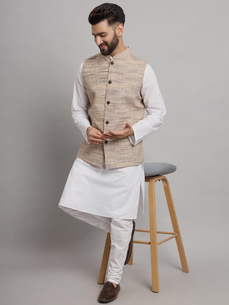 LATEST CHIKAN Men's Traditional Cotton Solid Nehru Jacket/Waistcoat -SADRI-NK-BG-46 - Image 3