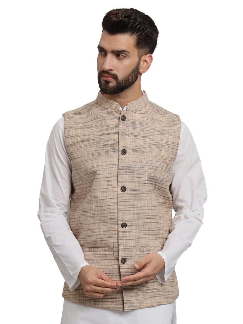 LATEST CHIKAN Men's Traditional Cotton Solid Nehru Jacket/Waistcoat -SADRI-NK-BG-46 - Image 1
