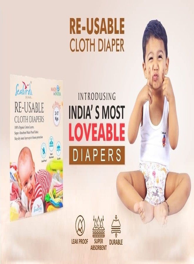 Seabird Premium Cloth Diaper For 0 to 3 year Babies Reusable & Washable With Quick Dry Insert/Pad Baby Comfort Pack Of 1 - Image 3