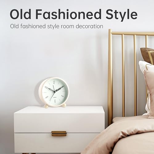 JALL Kadio Plastic Analog Alarm Clock, 4 inch Super Silent Non Ticking Small Clock with Night Light, Battery Operated, Simply Design, for Bedroon, Bedside, Desk, (White) - Image 5