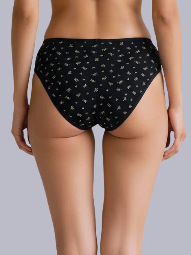 Eden Black Cotton Ditsy Print Hipster Brief - Image 2