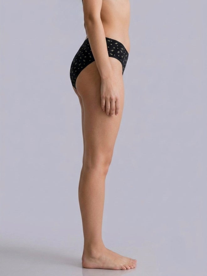 Eden Black Cotton Ditsy Print Hipster Brief - Image 4