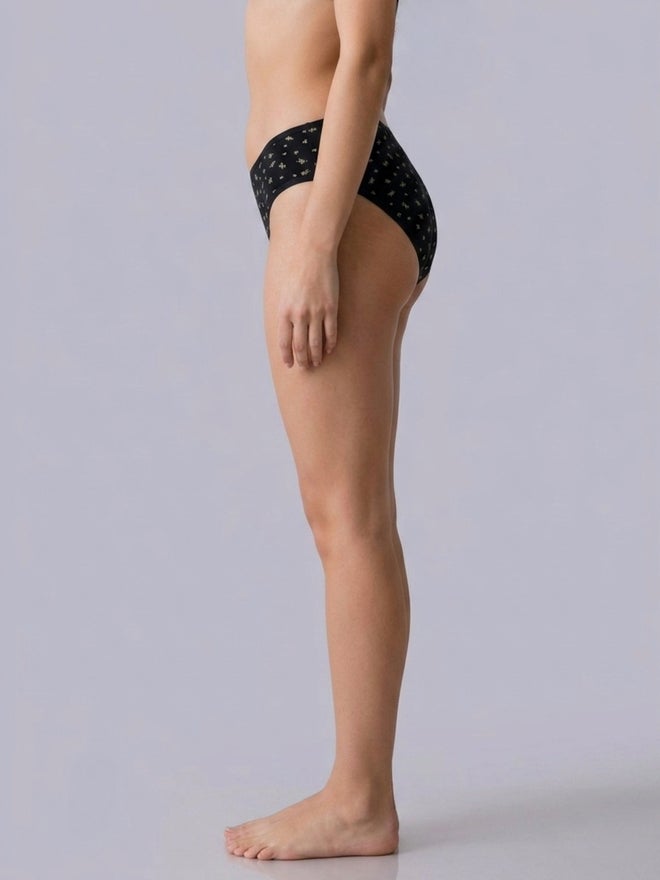 Eden Black Cotton Ditsy Print Hipster Brief - Image 3