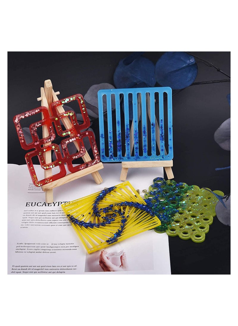 Coaster Resin Molds 4 pcs Square Resin Coaster Molds Epoxy Resin Molds for Resin Casting Cups Mats Home Decoration Smooth and Clear, Easy to Unmold Home Decoration