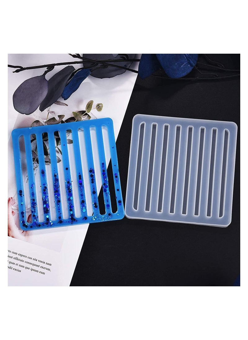 Coaster Resin Molds 4 pcs Square Resin Coaster Molds Epoxy Resin Molds for Resin Casting Cups Mats Home Decoration Smooth and Clear, Easy to Unmold Home Decoration