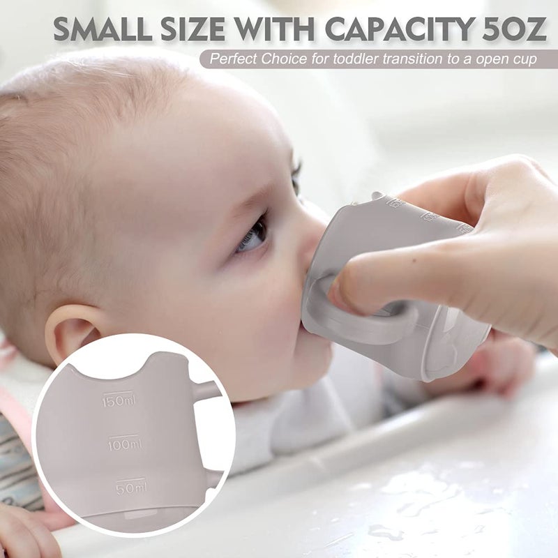 هاكا Silicone Toddler Cups, BPA Free Drop-Proof Training Open Cups for Baby 6 Months+, 5 Ounce (Suva Grey) - Image 5