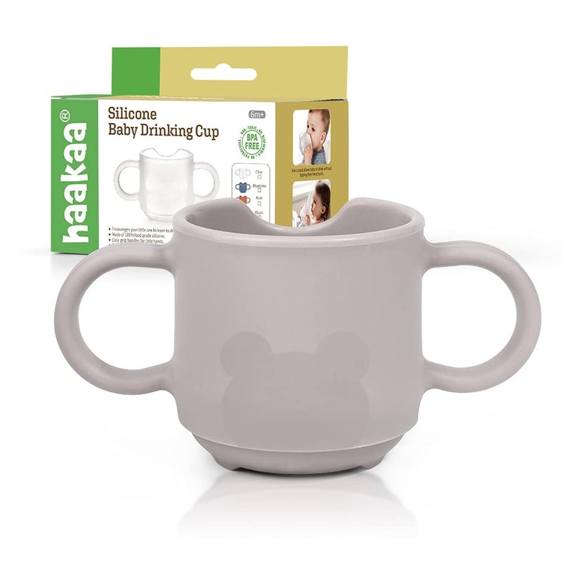 هاكا Silicone Toddler Cups, BPA Free Drop-Proof Training Open Cups for Baby 6 Months+, 5 Ounce (Suva Grey) - Image 1