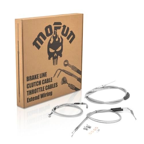 Mofun NonABS Front Brake Line Clutch Cable Throttle and Idle Cable Kit Compatible with Harley Sportster XL883NL XL 1200NS C 20142021 Fit 1618 Handlebar Chrome - Image 1