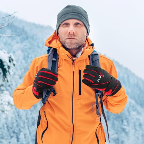 Lewtemi 2 Pairs Waterproof Mens Ski Gloves Winter Warm Mens Gloves for Skiing Motorcycling Outdoor ActivitiesBlue - Image 3