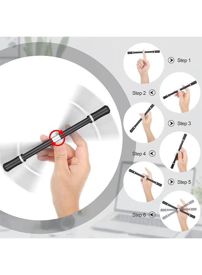 واي جيه 2 قطع غزل أقلام دحرجة أصابع لعب لعب قضيب أقلام مع تعليم لا إعادة ملء أقلام ضغط تحرير الدماغ ألعاب للأطفال البالغين مستلزمات مكتب الطلاب (أسود وفضي) - Image 5