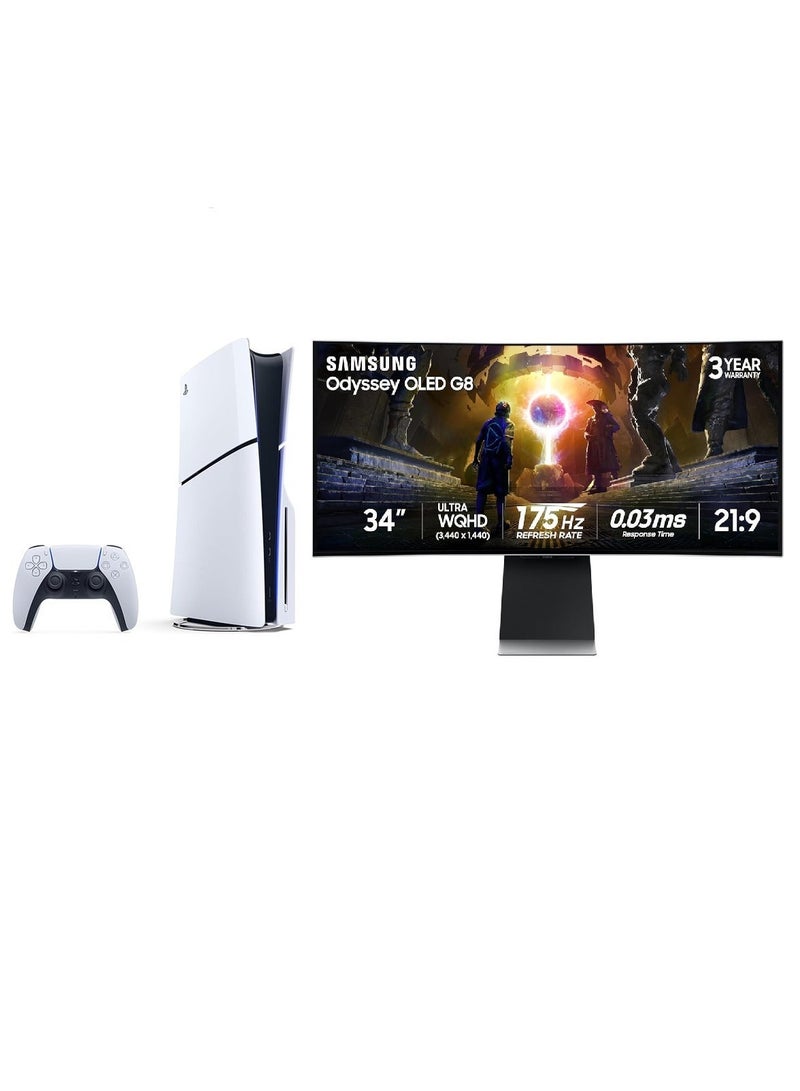 Sony Odyssey PS5 Elite Bundle - Samsung Odyssey G8 34” OLED UWQHD 175Hz Gaming Monitor + PlayStation 5 Digital Edition (UAE Version) - Image 1