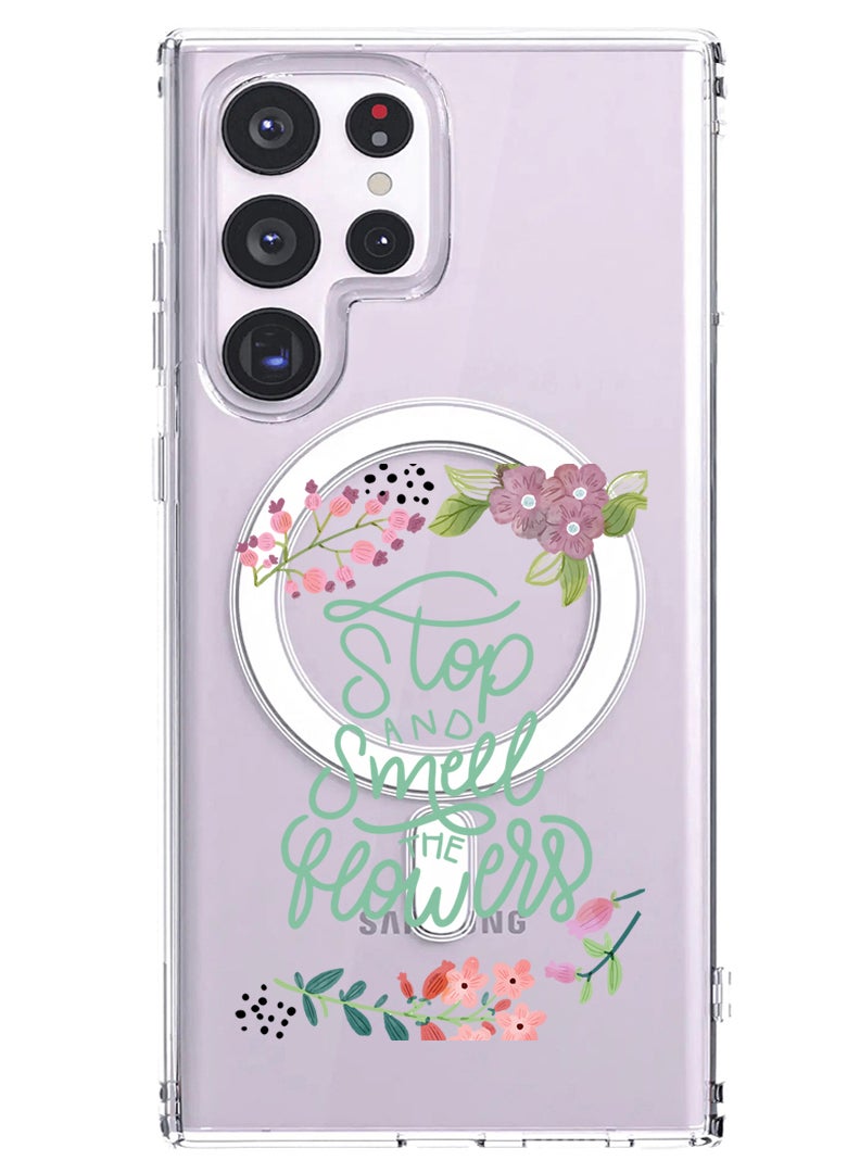 Theodor Magnetic Case for Samsung Galaxy S23 Ultra 6.8-inch Compatible with MagSafe Wireless Charging, Shockproof Phone Bumper Cover Stop & Smell Flowers - Image 1