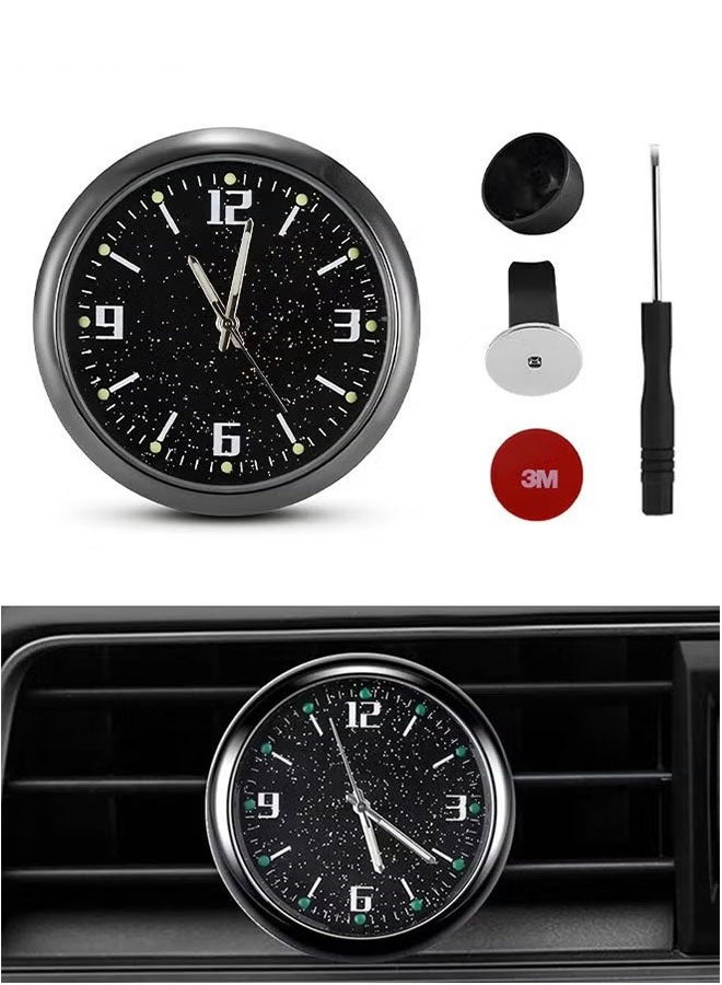 Ailily Starry Sky Car Dashboard Clock, Stick on Dashboard or Install with Air Vent Clip, Mini Tiny Small Analog Clock for Vehicle Automotive Car,Vehicular air Vent Clock,Car interior - Image 1