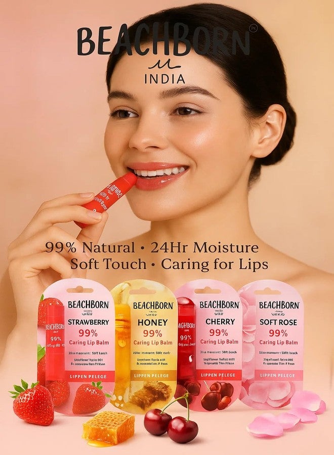 BEACHBORN India Strawberry+honey Lip Balm, 99% Natural Caring Formula with 24Hr Moisture, Hydrolyzed Milk Protein, Soft Touch Finish (Pack Of 2 - Image 5