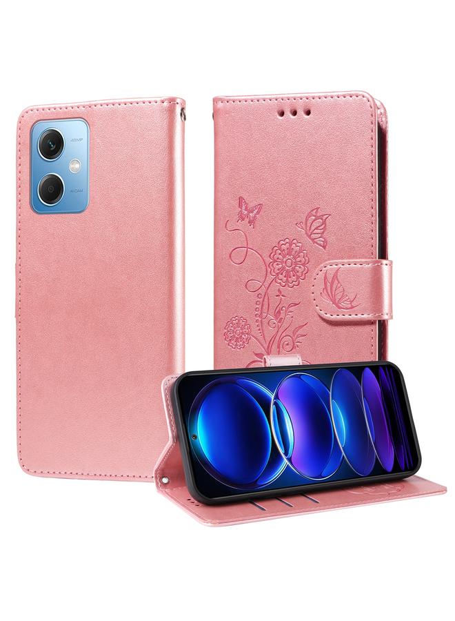 erorex Case For Redmi Note 12 5G Global Embossed Butterfly Flowers Leather Phone Case - Image 1