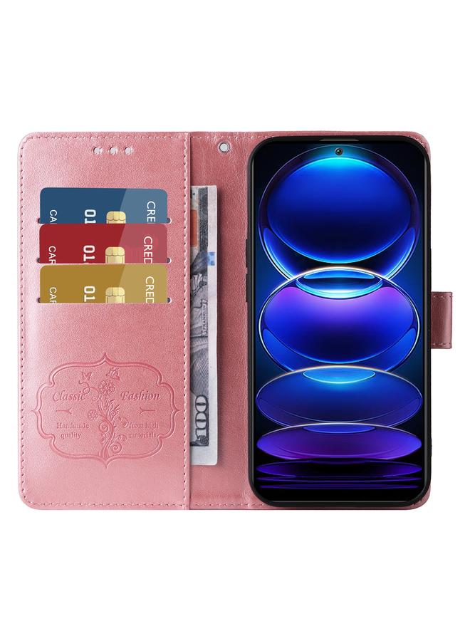 erorex Case For Redmi Note 12 5G Global Embossed Butterfly Flowers Leather Phone Case - Image 4