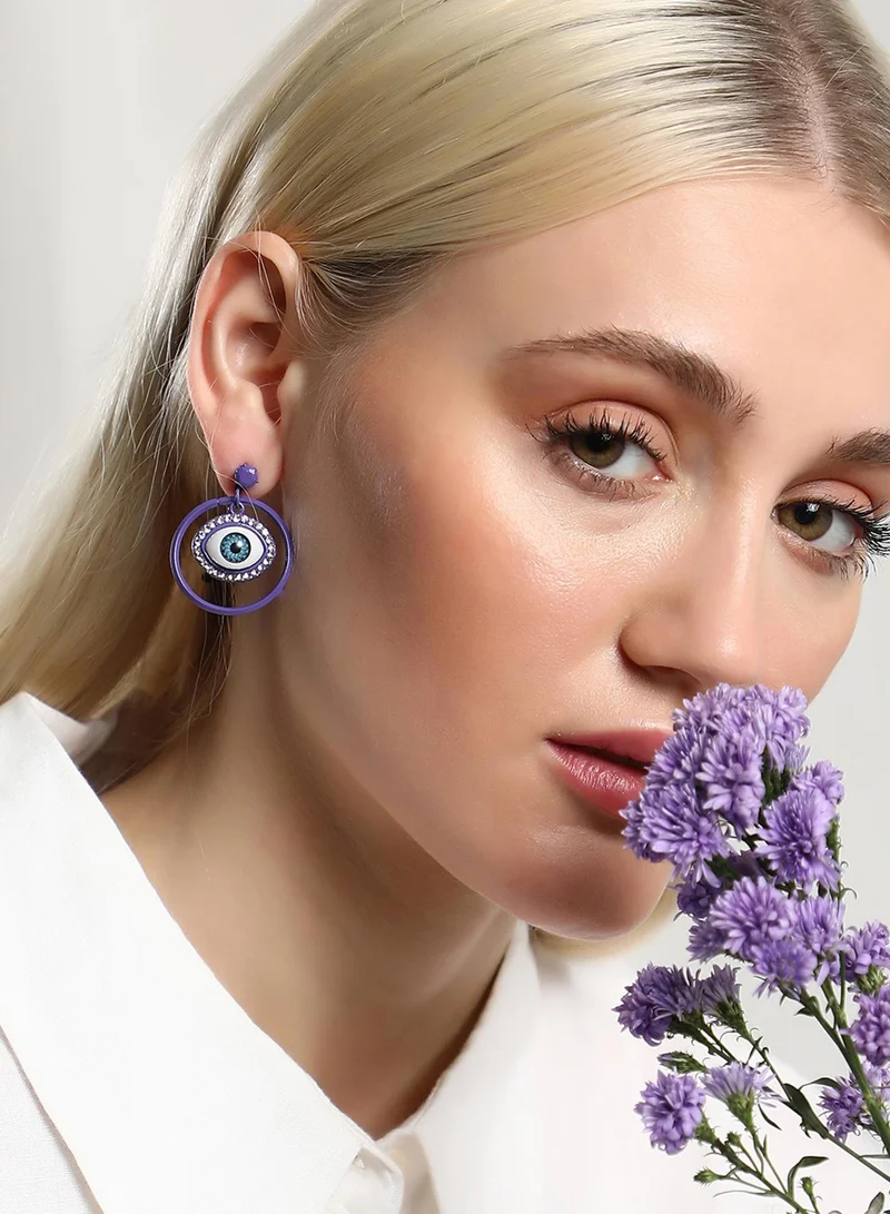 سوهي حلقان متدلية مرصعة بحجر عين الشر عصرية